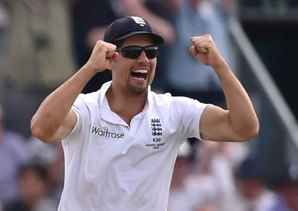 England captain Alastair Cook celebrates victory