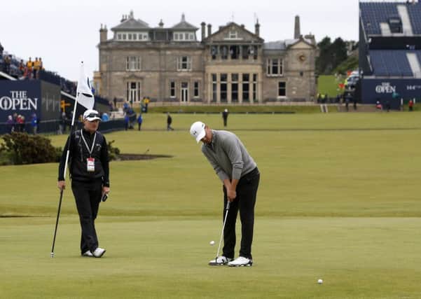 Jordan Spieth practises on the first hole ahead of the Open Championship at St Andrews (Picture: Danny Lawson/PA Wire).