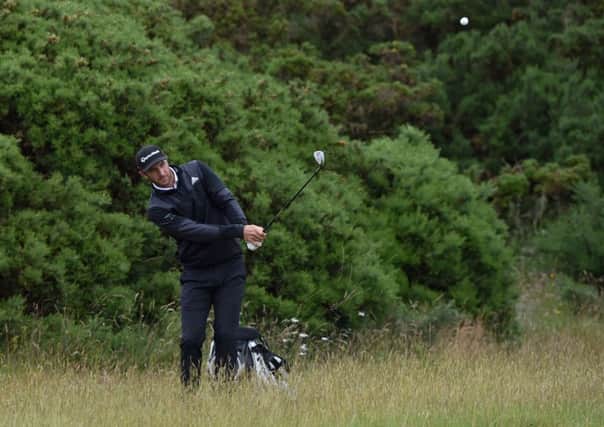 USA's Dustin Johnson on the 12th hole during a practice day ahead of The Open Championship.
