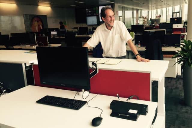 Paul Edward, the new managing director at Staverton Ltd with a Sit or Stand desk.