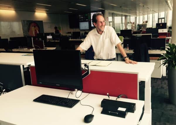 Paul Edward, the new managing director at Staverton Ltd with a Sit or Stand desk.