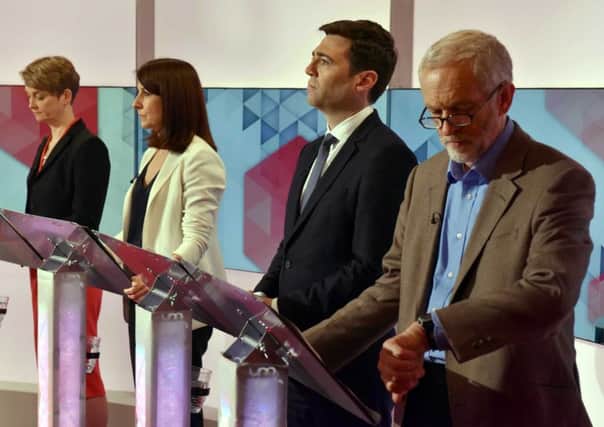 Labour leadership contenders (from the left) Yvette Cooper, Liz Kendall, Andy Burnham and Jeremy Corbyn during a Labour leadership hustings debate on BBC1's Sunday Politics.