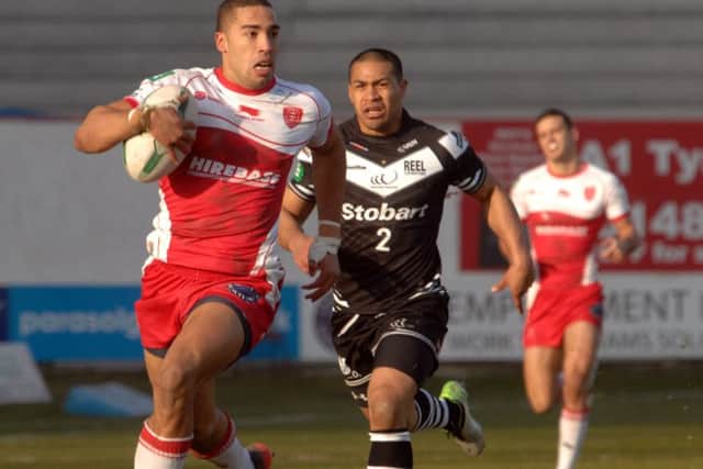 Omari Caro in action for Hull KR before they axed him. Now he's playing for Bradford Bulls.