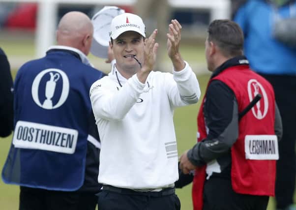 USA's Zach Johnson celebrates winning the Open Championship 2015 during day five of The Open Championship 2015 at St Andrews, Fife.