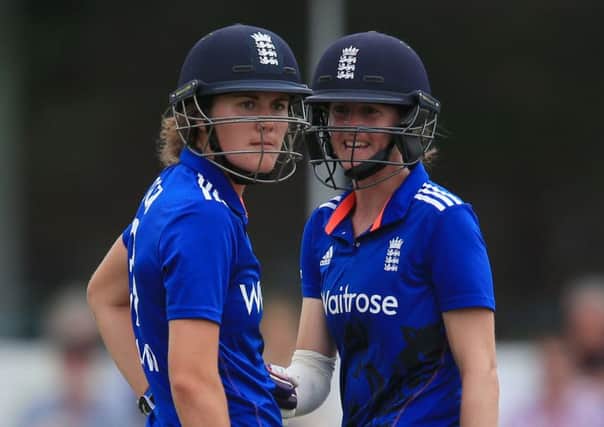 England's Natalie Sciver, left, with fourth-wicket partner Lydia Greenway at Taunton ( Picture: Nick Potts/PA Wire).
