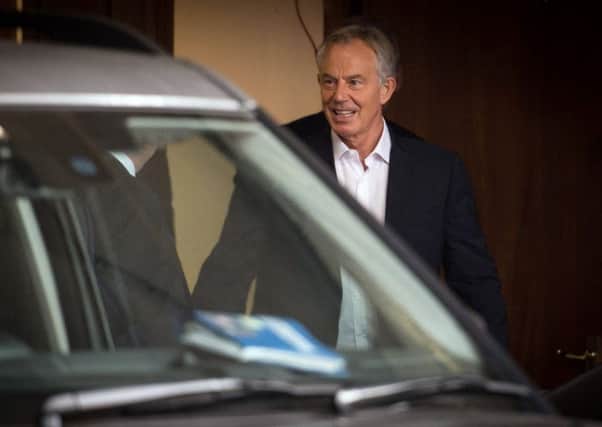 Former prime minister Tony Blair leaves the Institute of Chartered Accountants  in the City of London, where he spoke at a Progress event about the Labour leadership contest.