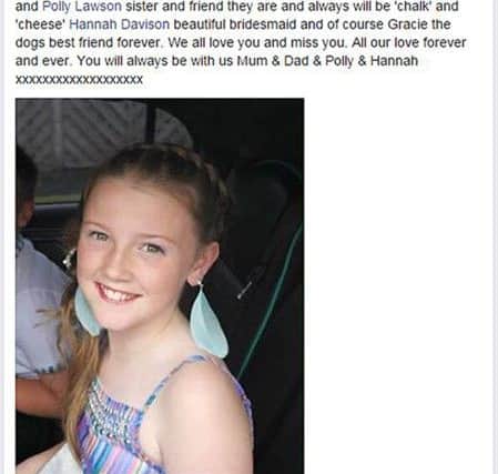 The Facebook page of Antony Lawson paying tribute to his daughter Jessica