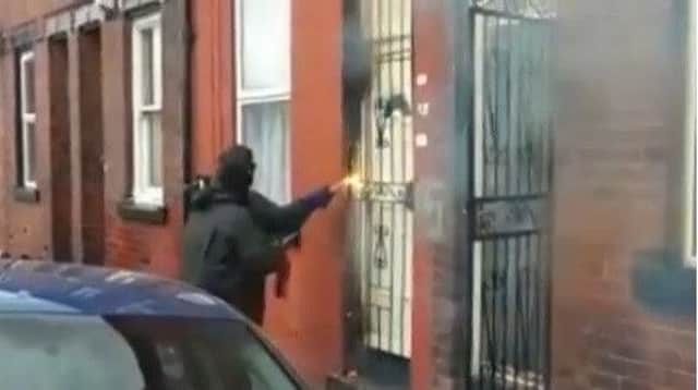 Officers used a thermal lance to burn through the metal gate