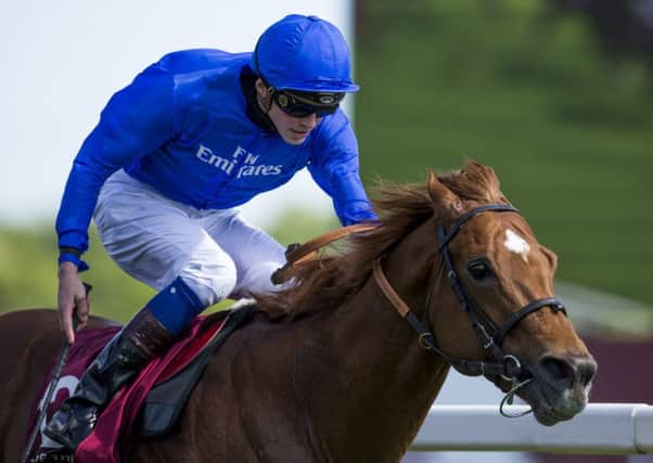 BACK IN THE SADDLE: Night Of Thunder ridden by James Doyle leads the field home to win the The Al Shaqab Lockinge Stakes Race during Al Shaqab Lockinge Day at Newbury Racecourse.