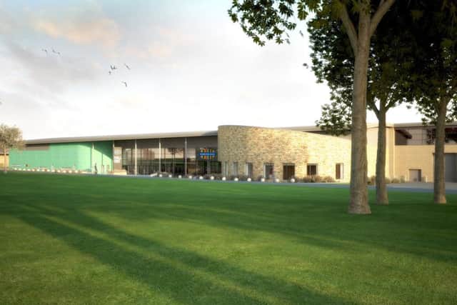 Attached are artist impressions of what the new £10m Exhibition Hall at the Yorkshire Agricultural Society's Great Yorkshire Showground in Harrogate will look like.