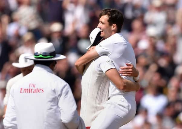 England's Steven Finn celebrates taking the wicket of Australia's Steve Smith during day two of the Third Investec Ashes Test at Edgbaston, Birmingham. PRESS ASSOCIATION Photo. Picture date: Thursday July 30, 2015, 2015. See PA story CRICKET England. Photo credit should read: Joe Giddens/PA Wire. RESTRICTIONS: Editorial use only. No commercial use without prior written consent of the ECB. Still image use only no moving images to emulate broadcast. No removing or obscuring of sponsor logos. Call +44 (0)1158 447447 for further information