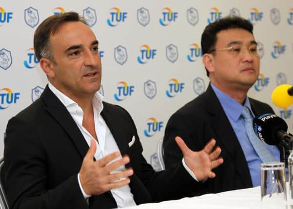 Carlos Carvalhal's first press conference as Sheffield Wednesday head coach at Hillsborough alongside chairman Dejphon Chansiri.