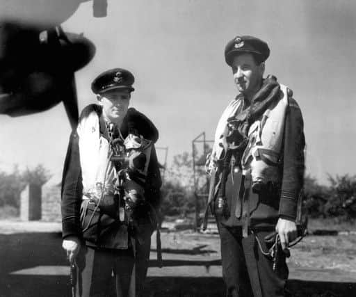 The New Zealanders who flew on the Dambusters Raid; Flying Officer L Chambers (Left) with Flight Lieutenant JL Munro