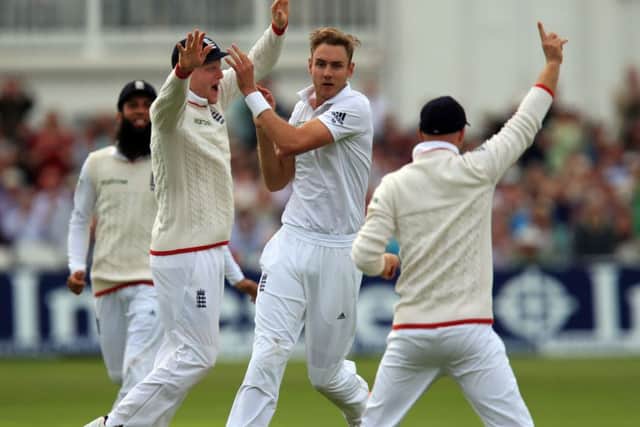 England's Stuart Broad celebrates the wicket of Australia's Chris Rogers during day one of the Fourth Investec Ashes Test at Trent Bridge, Nottingham. (Picture: Mike Egerton/PA Wire)