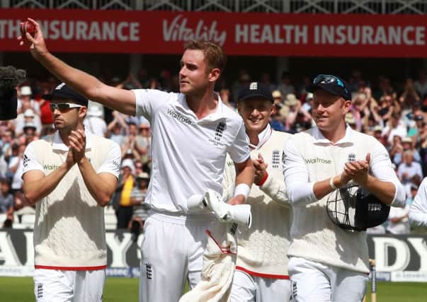 England batsman Stuart Broad celebrates as he walks off with a 8 wicket haul as Australia are all out for 60 during day one of the Fourth Investec Ashes Test at Trent Bridge, Nottingham. (Picture: Nick Potts/PA Wire.)