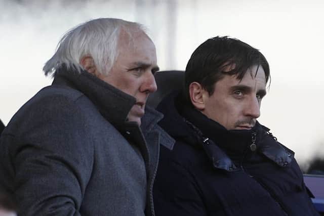 Gary Neville in the stands with his father Neville Neville.