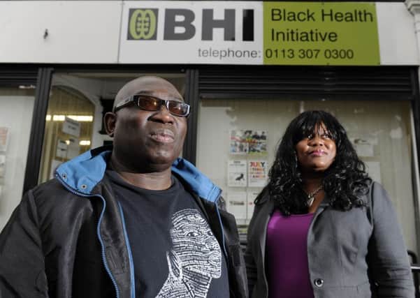Blacka Brown with Heather Nelson, chief executive of the Black Health Initiative, in Chapeltown, Leeds. Picture Bruce Rollinson.
