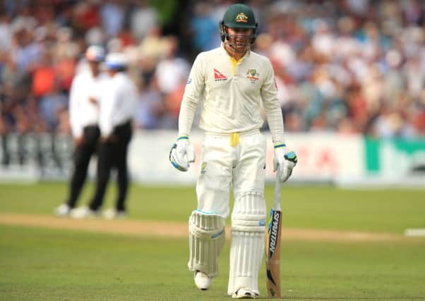 Australia captain Michael Clarke walks off after his second-innings dismissal (Picture: PA).