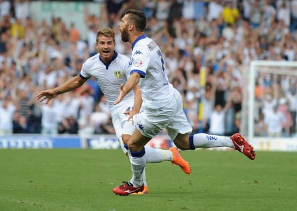 Substitute Mirco Antennucci celebrates his 83rd-minute goal for Leeds United in the televised 1-1 Championship draw at Elland Road.