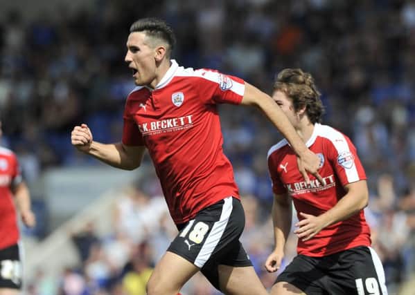Conor Wilkinson celebrates his goal for Barnsley (Picture: Dean Atkins)