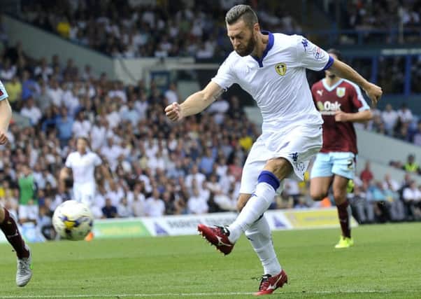 MAN OF THE MOMENT: Leeds United goalscorer Mirco Antenucci in action against Burnley. Picture by Bruce Rollinson.