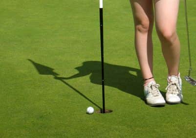 Cleckheaton's Megan Clarke went this close to a hole in one at the par-3 10th at Headingley GC.