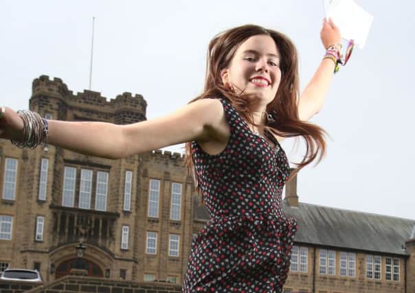Jumping for joy Lily MacTaggart at Bradford grammar