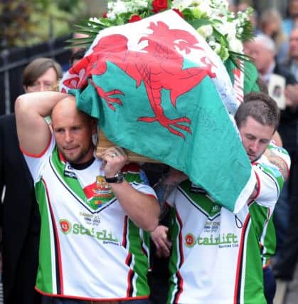 Funeral of Keighley Cougers player Danny Jones at St Mary's RC Church, Halifax.