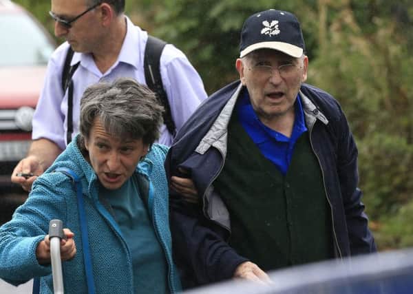 Lord Janner arrives back at home in London, after appearing at Westminster Magistrates Court over 22 historic child sex abuse charges.