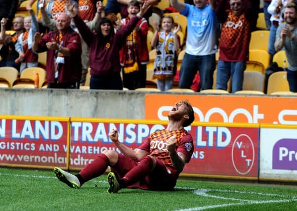 Bradford's Billy Clarke celebrates opening the scoring.

Picture: Jonathan Gawthorpe.