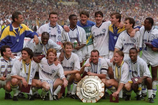 Leeds United win the Charity Shield beating Liverpool at Wembley in 1992.