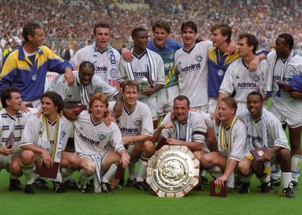 Leeds United win the Charity Shield beating Liverpool at Wembley in 1992.