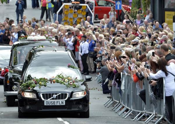 The coffin of Cilla Black makes its way to St Mary's Church in Woolton, Liverpool, ahead of her funeral service.(Pictures: Owen Humphreys/PA Wire)