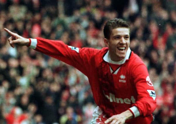 SWEET MEMORY: Middlesbrough's Juninho as he celebrates after scoring the winning goal against Chelsea at the Riverside Stadium in March 1997.