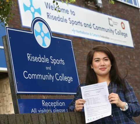 Subi Gurung who was delighted that she had passed her English GCSE at Risedale Community College after moving from her native Nepal. Picture: Richard Doughty Photography