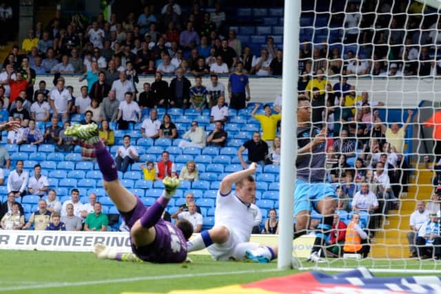 Chris Wood slots home the Leeds equaliser.  Picture Bruce Rollinson