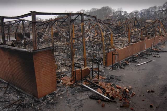 Campsmount Technology College, Campsall, after the fire.   Photo by Chris Lawton
