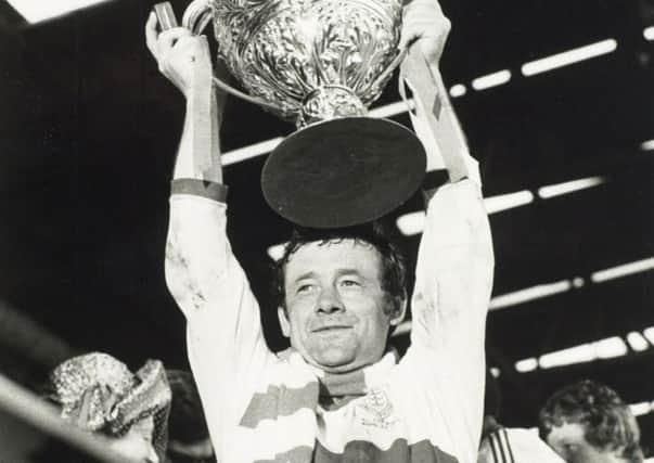 Iconic image: Roger Millward holds aloft the Rugby League Challenge Cup for 
Hull Kingston Rovers at Wembley in 
1980
