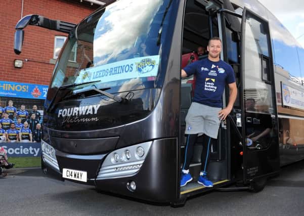 ALL ABOARD: Danny McGuire boards the Leeds Rhinos team bus leaving Headingley for the Challenge Cup final at Wembley.Picture: Tony Johnson.