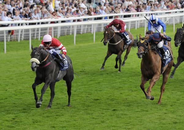 Meccas Angel and Paul Mulrennan ride to victory in the Coolmore Nunthorpe Stakes at York.