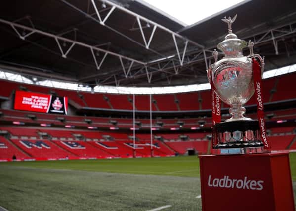 A general view of the Challenge Cup Trophy during a team walk around at Wembley Stadium, London (Picture: John Walton/PA Wire).