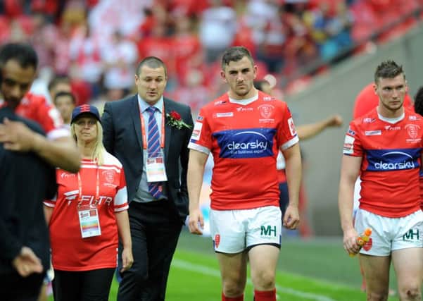 Hull KR coach Chris Chester and his players were left stunned at Wembley after being thrashed 50-0 by Leeds Rhinos.