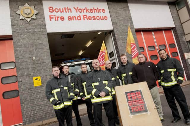 South Yorkshire firefighters on the NFU official picket line