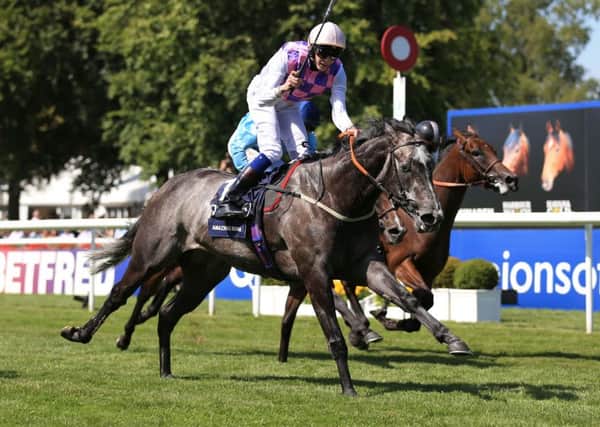 Amazing Maria ridden by James Doyle wins The Qipco Falmouth Stakes in July this year. Picture: PA.