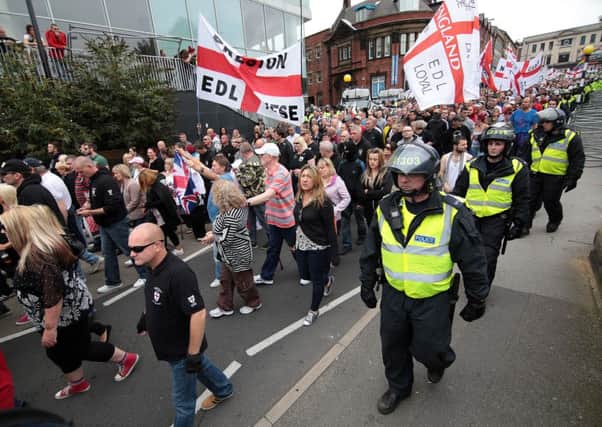 An EDL protest in Rotherham last year