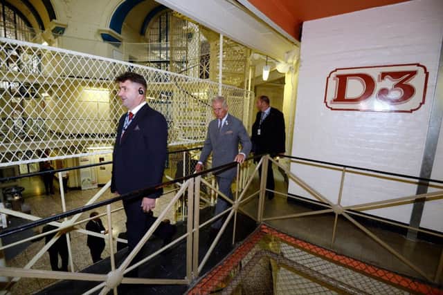 The Prince of Wales during a visit to HMP Leeds, where he met those involved in his Mosaic 'through-the-gates' mentoring programme for inmates.