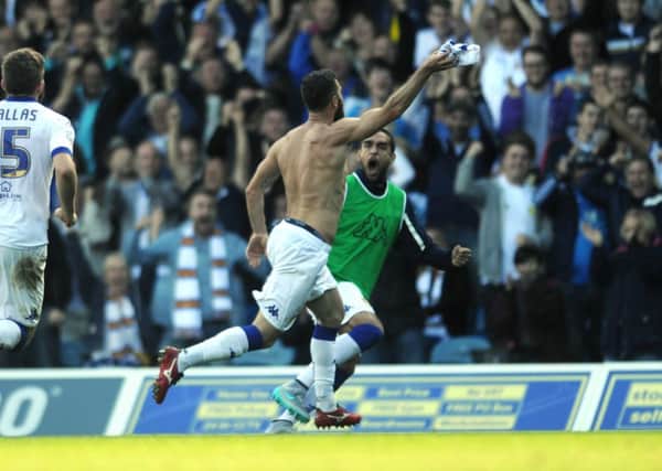Leeds United's Mirco Antenucci celebrates his goal.