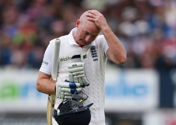 Yorkshire's Adam Lyth makes his way back to the pavilion after being dismissed at Edgbaston during the Ashes series (Picture: David Davies/PA Wire).