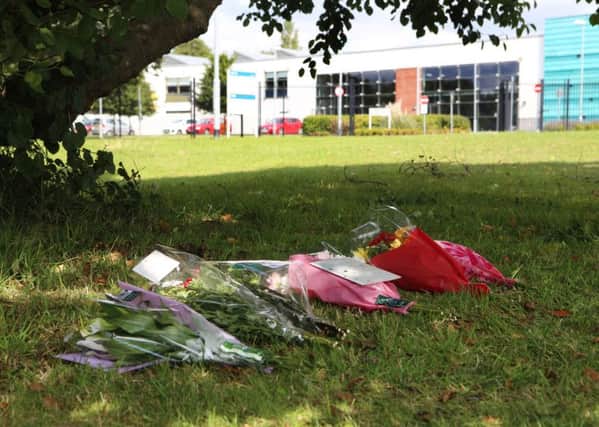 Tributes at the scene of Callum Garland's death. Picture by rossparry.co.uk/ Harry Whitehead.