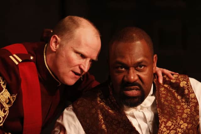 Conrad Nelson as Iago with Lenny Henry as Othello in Northern Broadsides 2009 production.